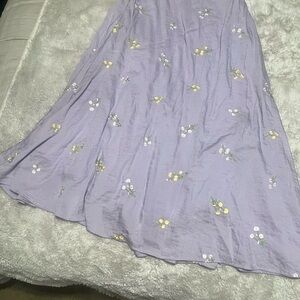 Chic Lavender with embroidery dainty flowers A-Line Skirt, lined and lovely
